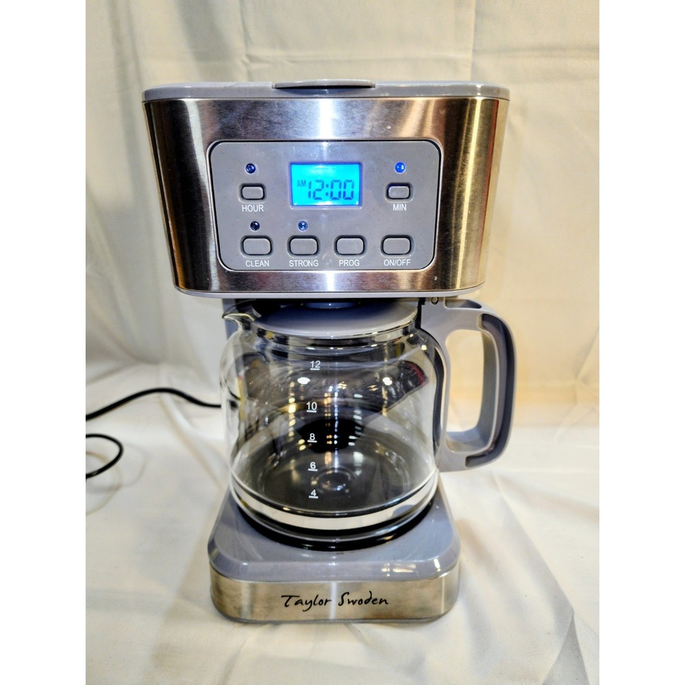 Taylor Swoden Programmable 12 Cup  Stainless And Gray Coffee Maker 4009651